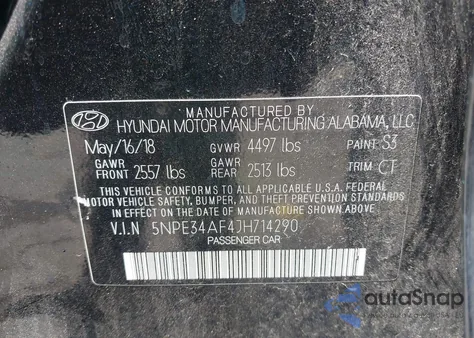 2018 Hyundai Sonata Sel+ z USA, uszkodzony, nr VIN 5NPE34AF4JH714290